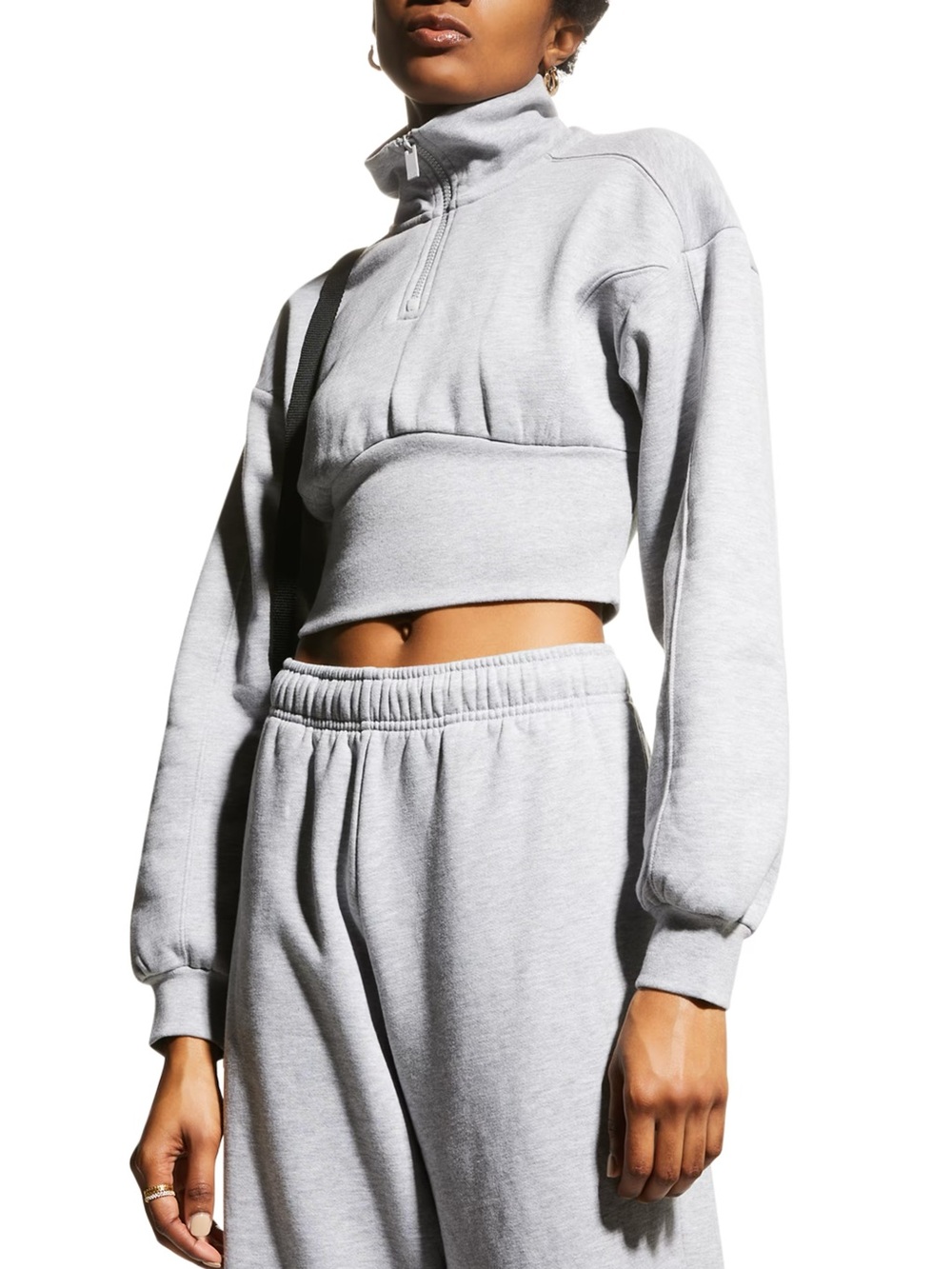Alo Yoga Vixen Fleece Quarter Zip Sweatshirt in Grey